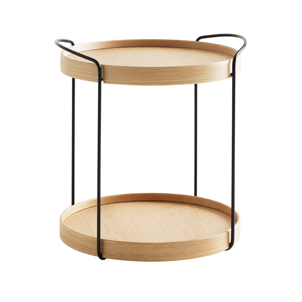 Trayo brickbord Ø50 cm ek, Ek, svart stativ