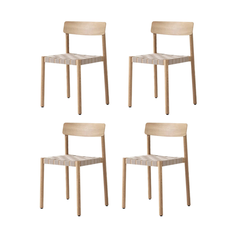 Betty TK1 stol, Ek-naturflätad linnebandsits, 4-pack