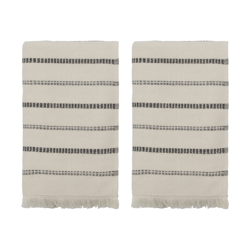 True handduk 2 delar, Off-White-svart, 50x100 cm