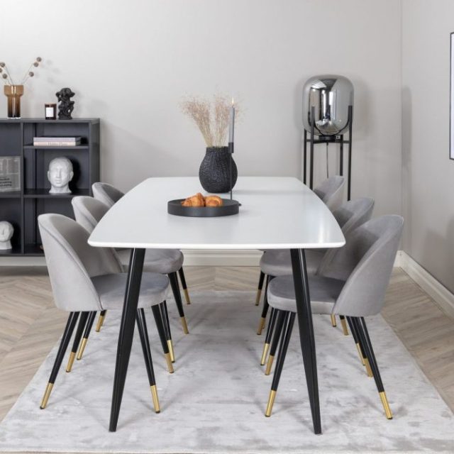 Polar Matgrupp 240 cm Rektangulär med 6 Velvet stolar