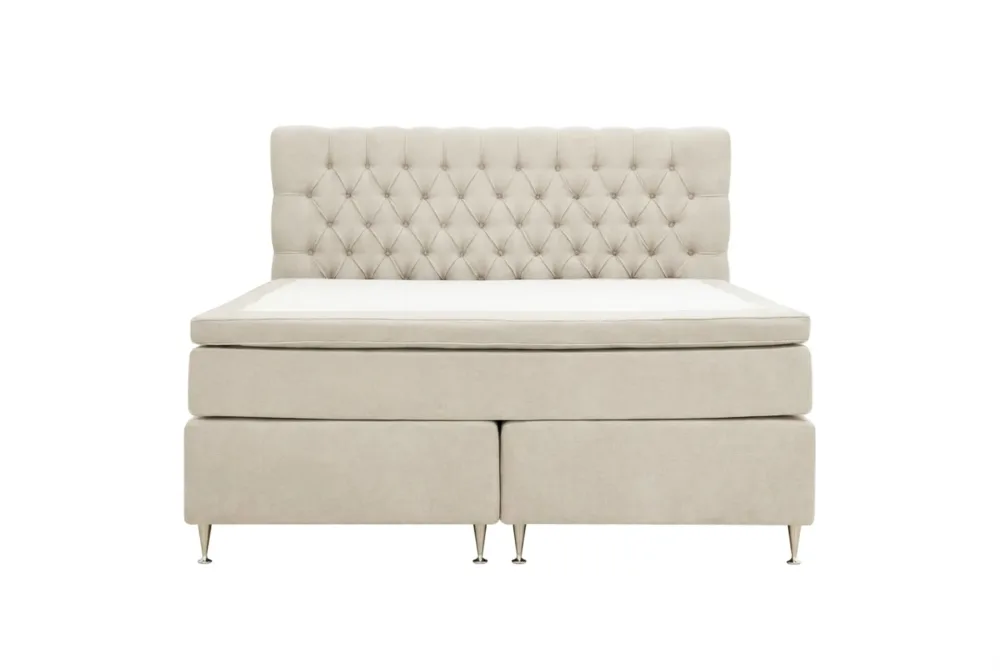 HVILA Lyx Komplett Sängpaket 160x200 cm Kontinentalsäng med knappad sänggavel i chenille