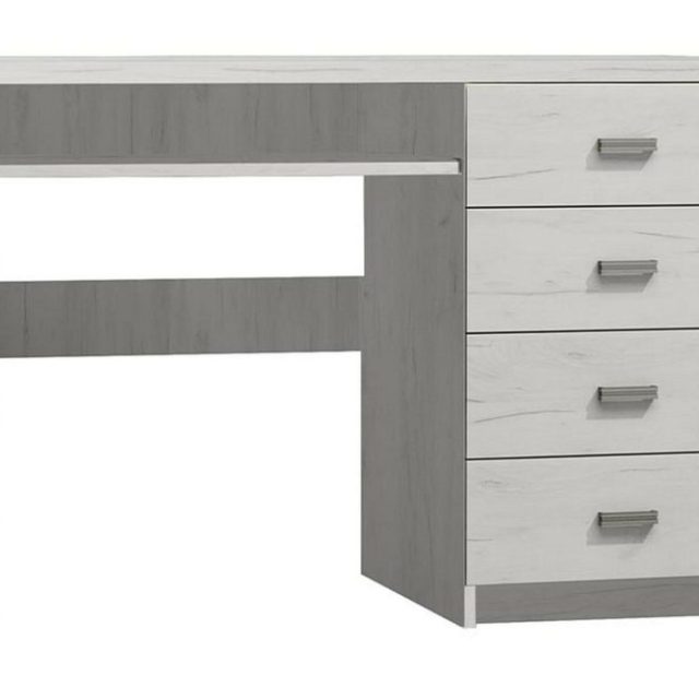 Castillia Skrivbord 120 cm med Förvaring 4 Lådor + Hylla