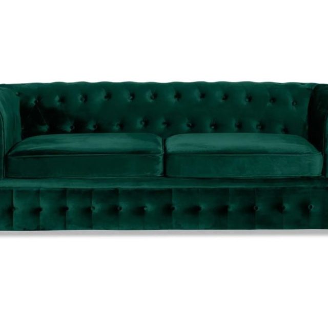 Chesterfield Lyx 3-sits Framåtbäddad Bäddsoffa med HVILA Bäddmadrass 140x200 cm Polyesterskum Vändbar Sommar & Vintersida och Tvättbar klädsel