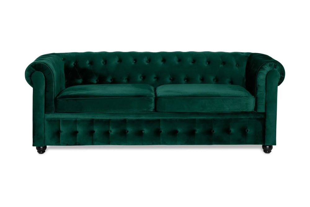 Chesterfield Lyx 3-sits Framåtbäddad Bäddsoffa med HVILA Bäddmadrass 140x200 cm Polyesterskum Vändbar Sommar & Vintersida och Tvättbar klädsel