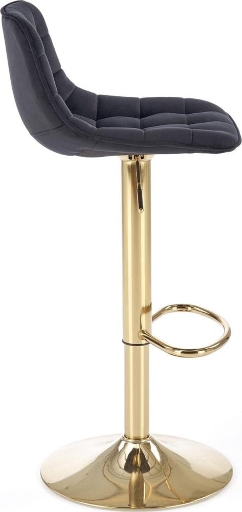 Barstol svart sammet med guldfot - Sitthöjd 62-84 cm