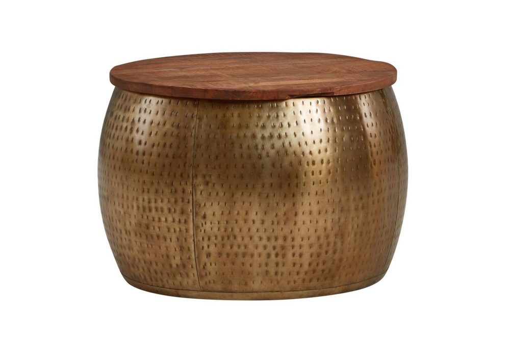 Soffbord Wohnling Rund diameter 60 cm förvaringsutrymme massivt bordsytor lantlig stil