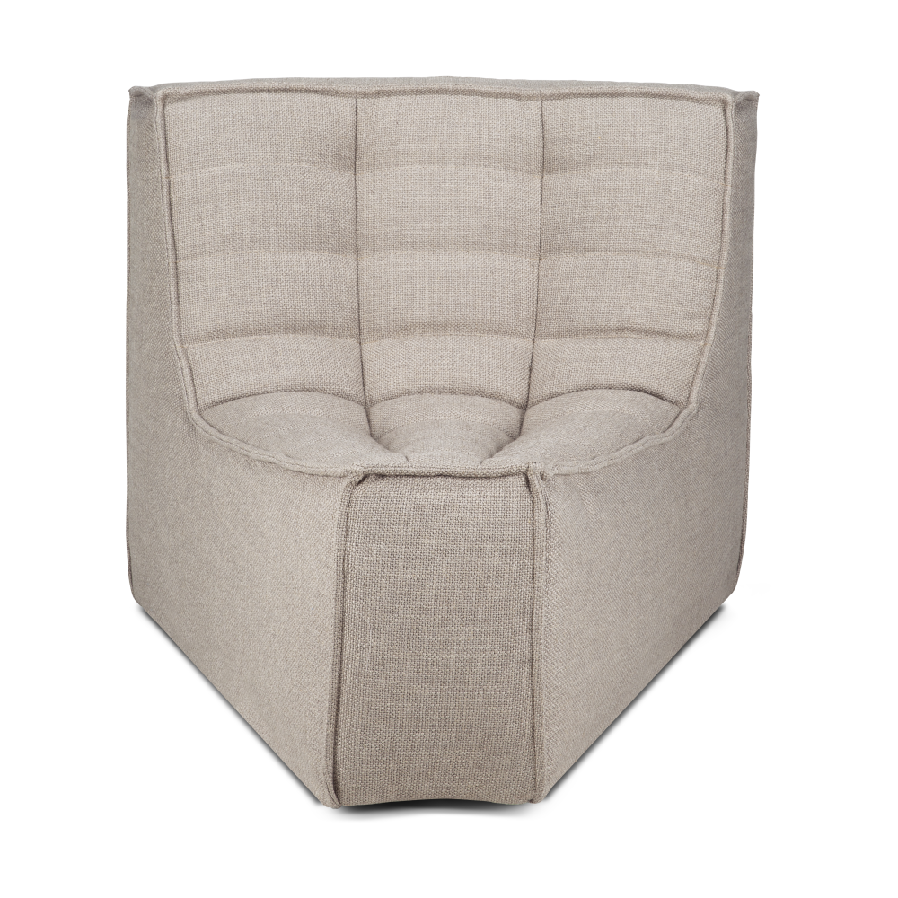 N701 hörnmodul rundad 45°, Tyg Ecru beige
