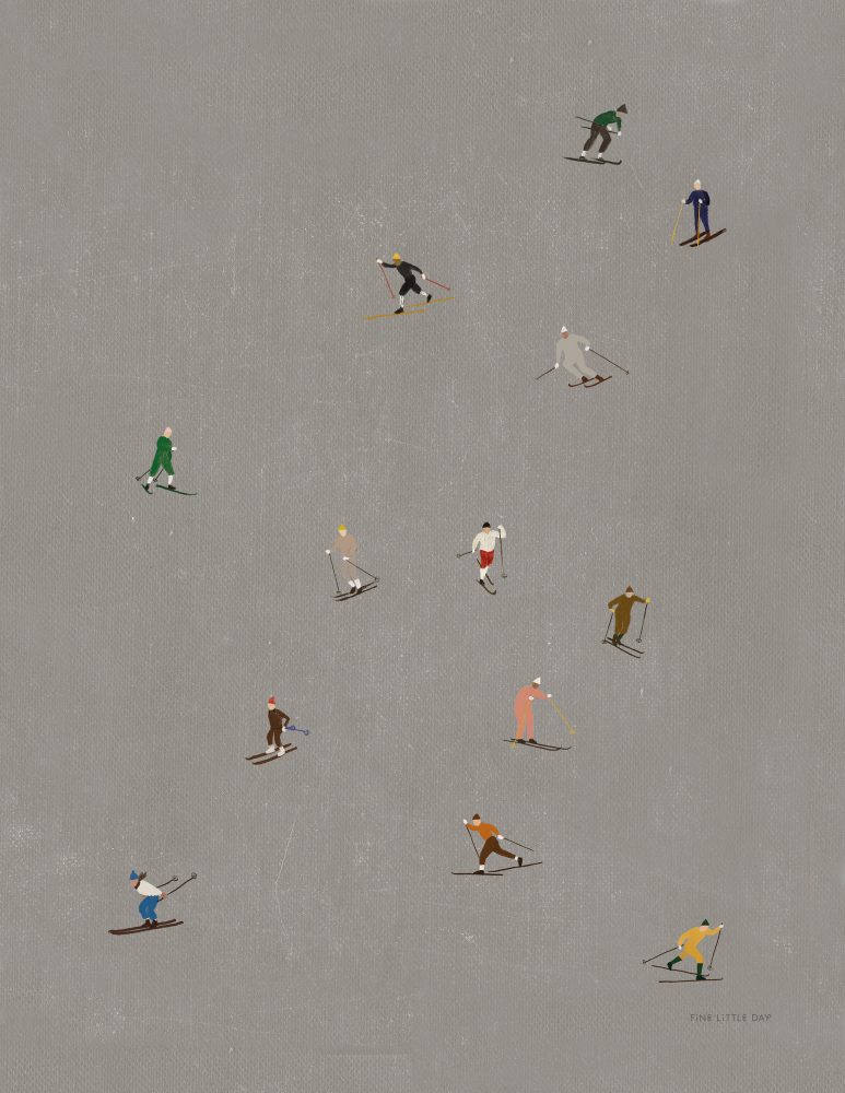 Skiers poster 40x50 cm, Grå