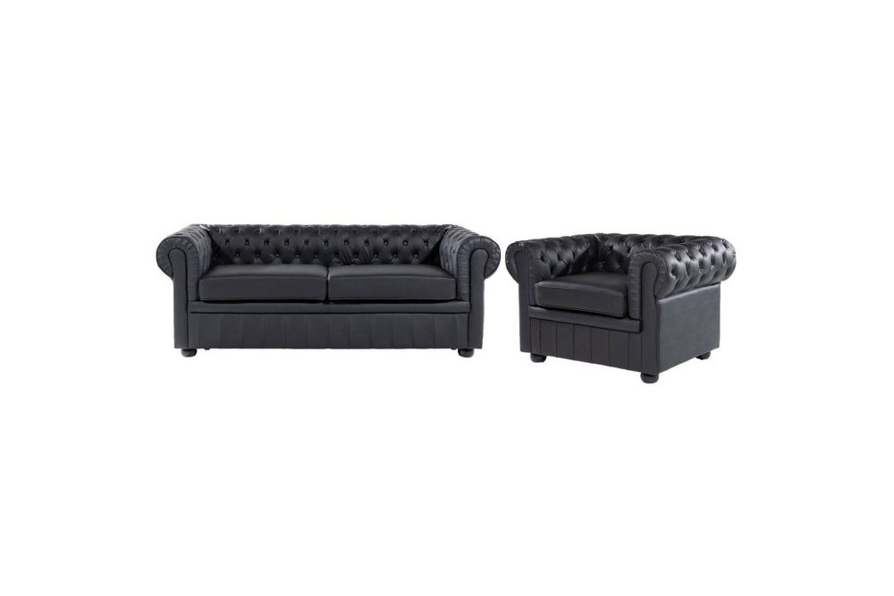 Soffa Chesterfield Svart, brun