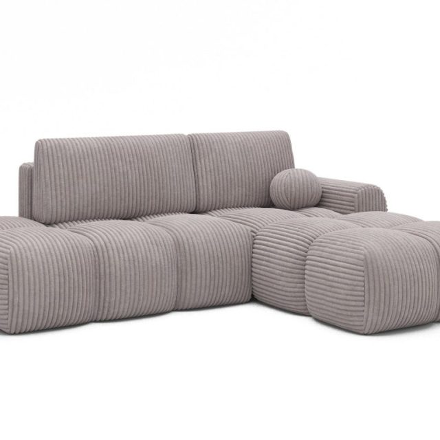 Vittario 3-sits Bubblig Bäddsoffa med Divan och förvaring Höger