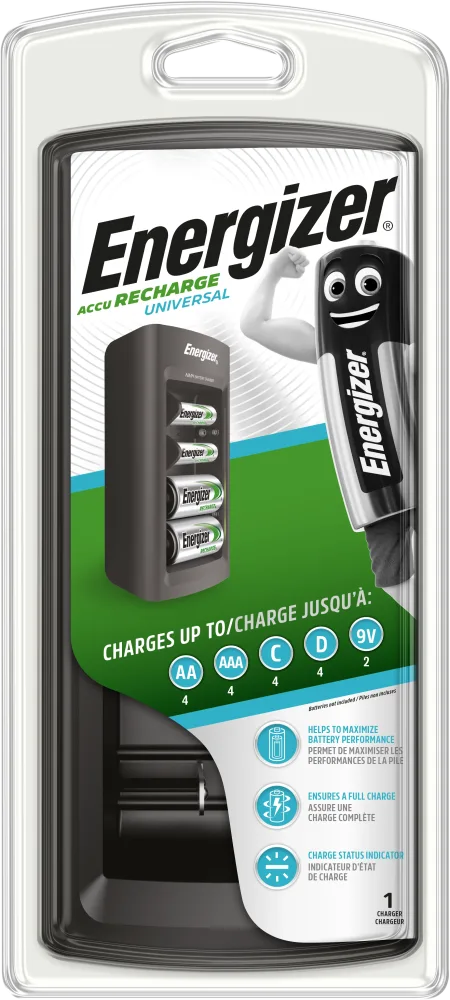 Energizer Accu Recharge Batteriladdare AA, AAA, C, D och 9 V