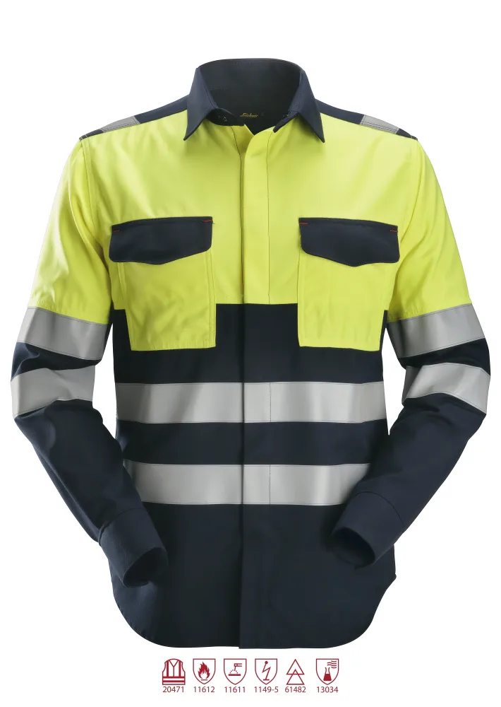 Snickers Workwear 8563 ProtecWork Svetsskjorta varsel, gul/marinblå M