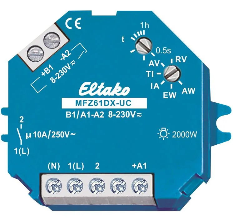 Eltako MFZ61DX-UC Tidrelä 10A, 8-230 V, 6 funktioner