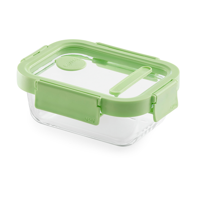 Lékué rektangulär matlåda glas 0,37 L, Grön