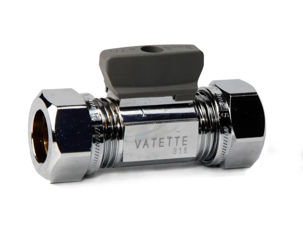 Vatette FG071050005 Kulventil rak, förkromad, med vred, CU-CU 15 mm - Bild 2