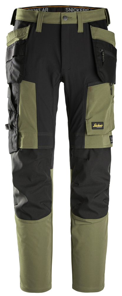 ARBETSBYXA SNICKERS WORKWEAR STRETCH AW HF, KHAKIGRÖN/SVART STL 50