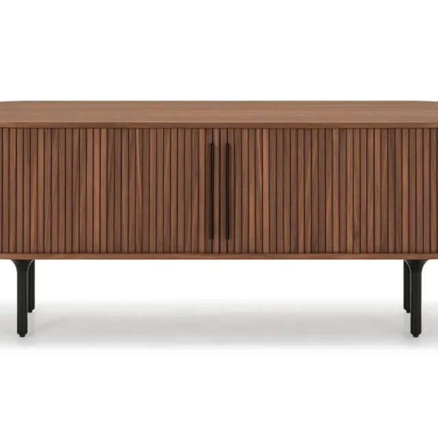 Noira Oval TV bänk Valnöt 150x45 cm Ribbad