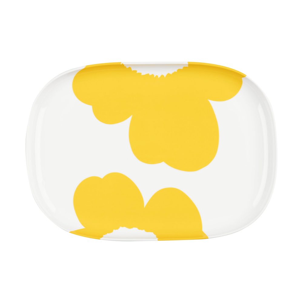 Iso Unikko uppläggningsfat 25x36 cm, White-spring yellow