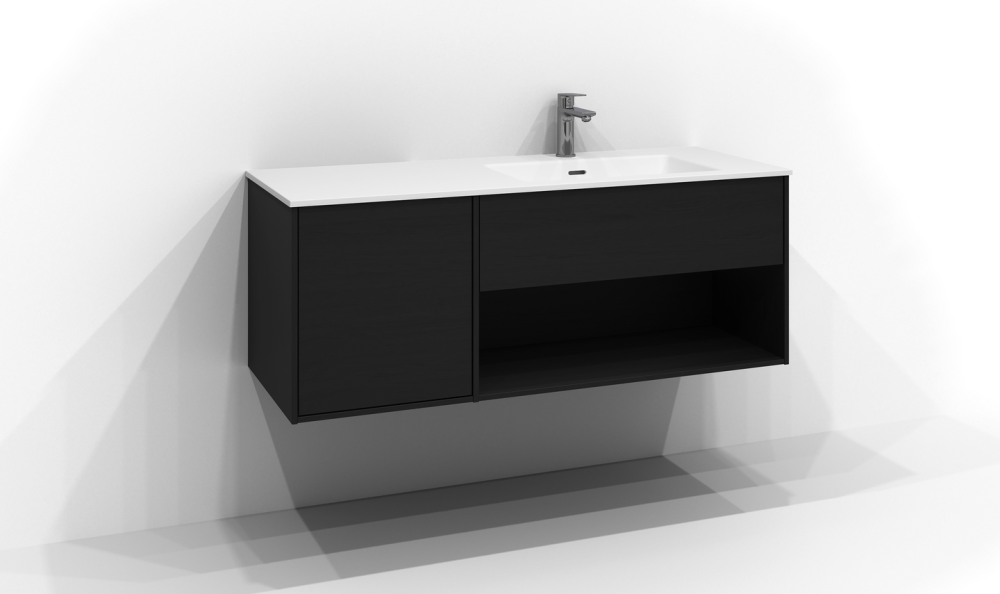 TVÄTTSTÄLLSSKÅP SVEDBERGS EPOS PLAN SVART ASK 1+1L ÖPPEN HÖ PUSH 120X45X45CM