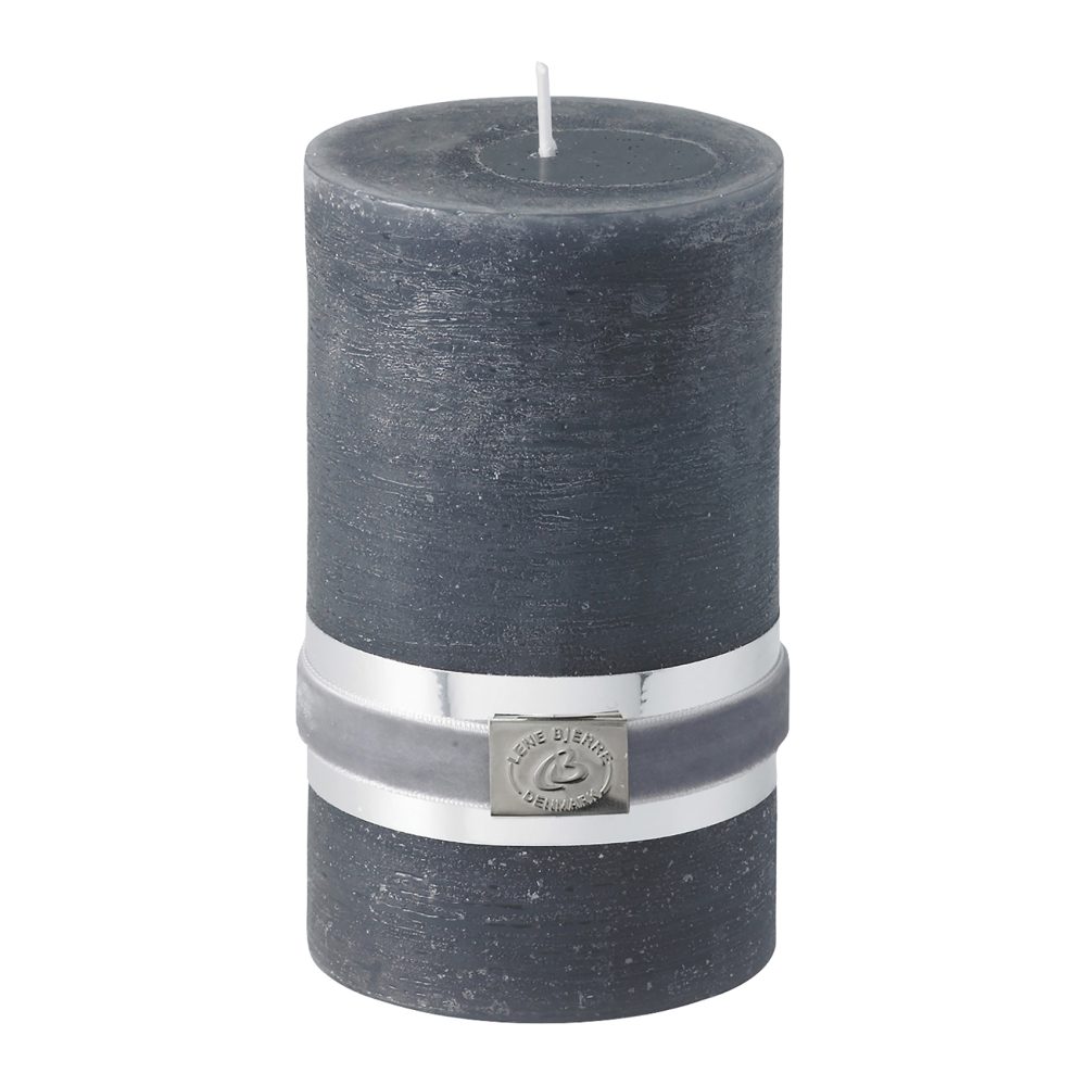 Lene Bjerre Rustic blockljus dark grey Ø7,5 cm, 12,5 cm