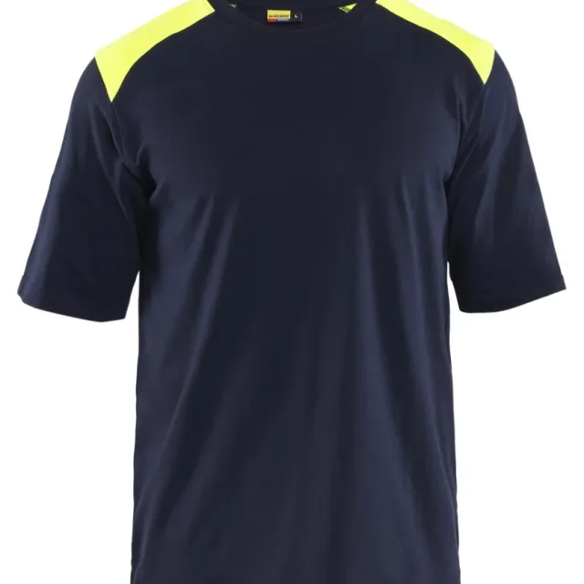 Blåkläder 347617378933L T-shirt marinblå/gul, flamskydd L
