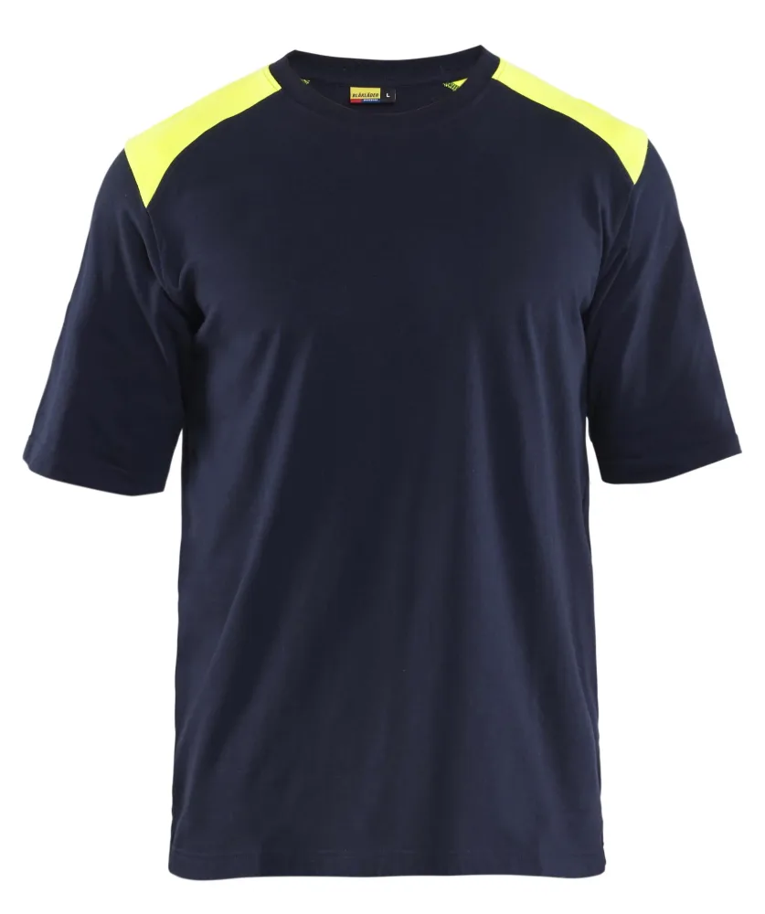 Blåkläder 347617378933L T-shirt marinblå/gul, flamskydd L