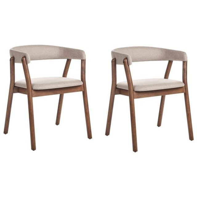 Matsalsstol Mylo set om 2 Beige-Mörkt Trä