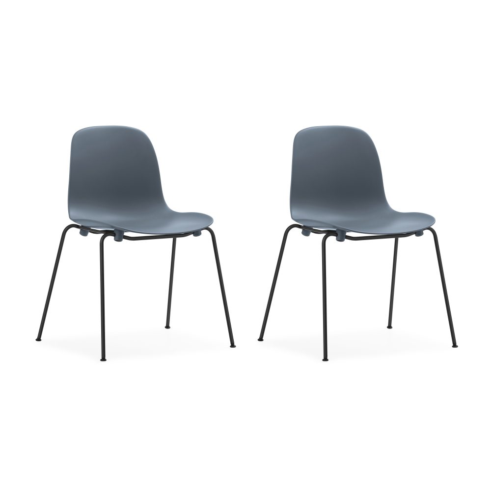Form Chair staplingsbar stol svarta ben 2-pack, Blå