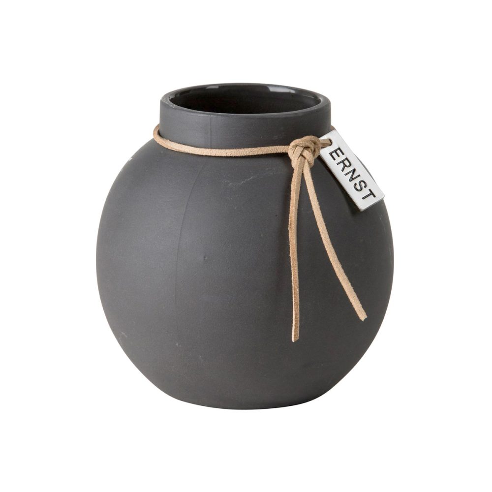Ernst vas stengods mörkgrå, 10 cm