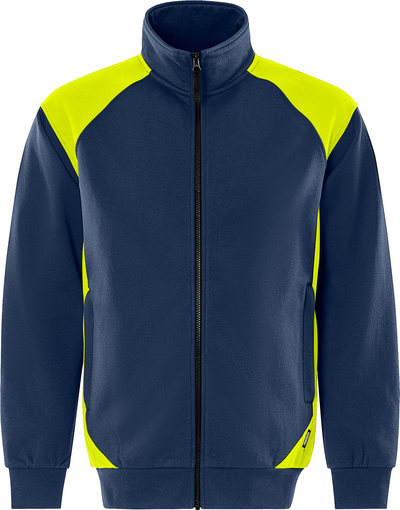 JACKA 7248 GSM SWEATSHIRT MARINBLÅ/VARSEL GUL STL 3XL