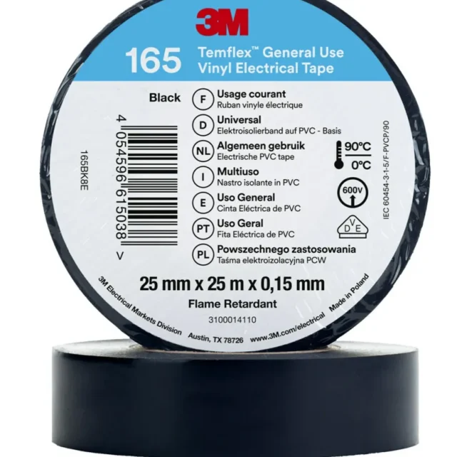 3M Temflex 165 Eltejp 20m x 19mm Gul/Grön