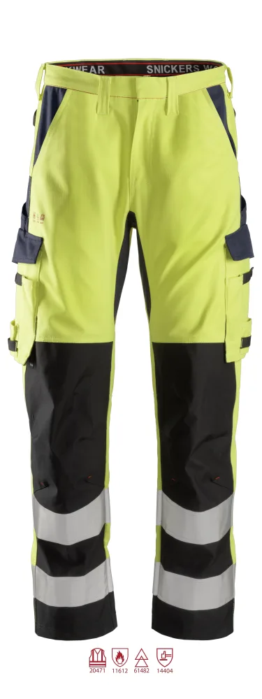 Snickers Workwear 6364 ProtecWork Arbetsbyxa varsel, gul/marinblå 152