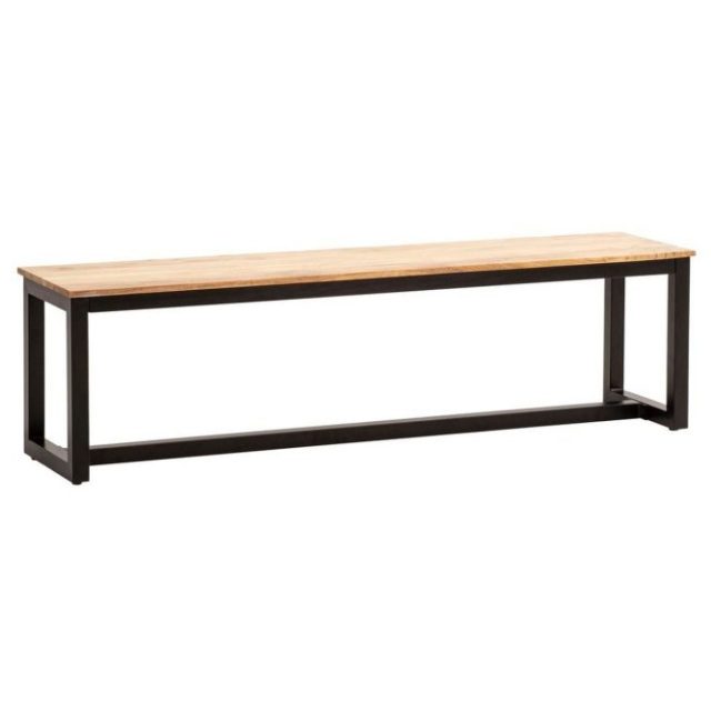 Matbänk Wohnling massivt trä industriell loftstil med metallben 160 cm