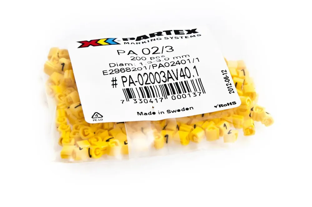 Partex PA02401/L3 Kabelmärkning L1-L3, Ø1,3-3 mm, gul, 100-pack L3