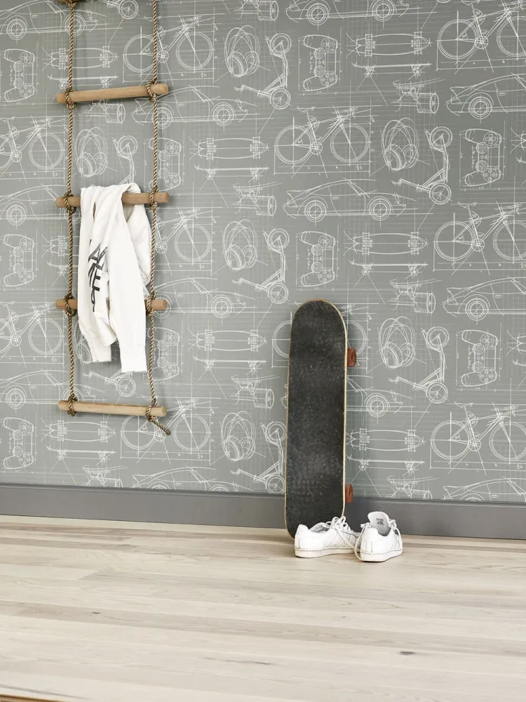 Fiona Walldesign No Limits 641024 Tapet Technic Vit/grå