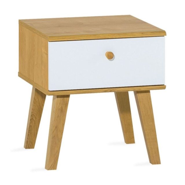 Nature Sängbord 40 cm med Förvaring Vit/Ek