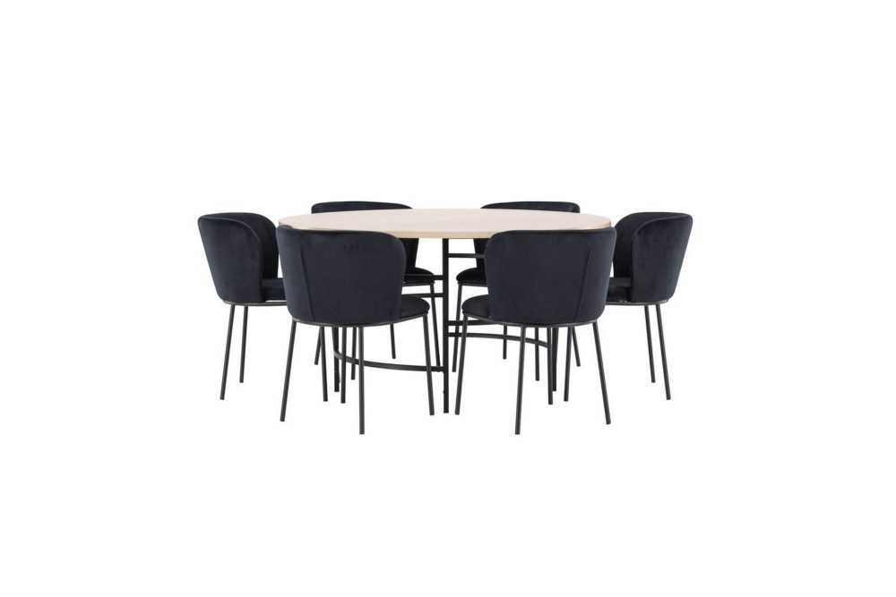 Matgrupp Copenhagen Runt 140 cm Vit/Svart med 6st Edina Stolar Svart