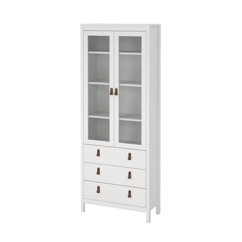 Vitrinskåp Madrid med 2 glasdörrar 3 lådor 78x199 cm