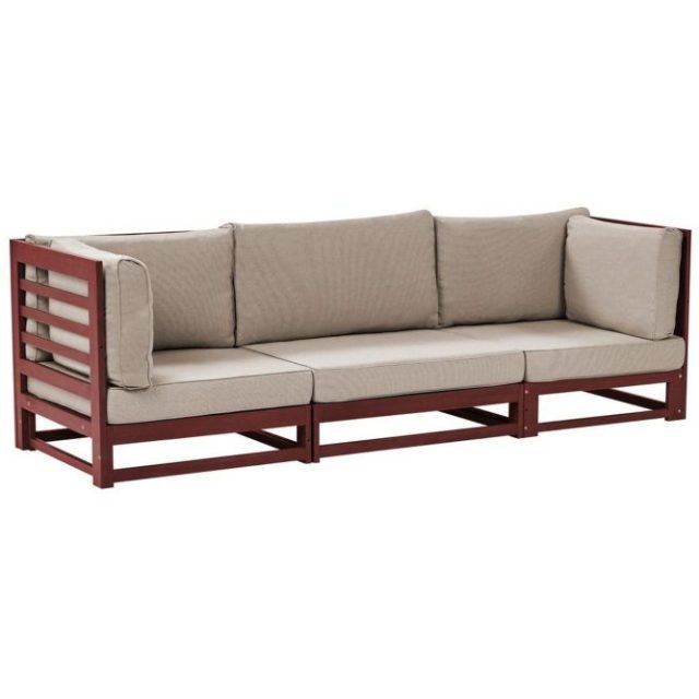 3-sitssoffa Trani Mörkt trä/grått/beige, Nej