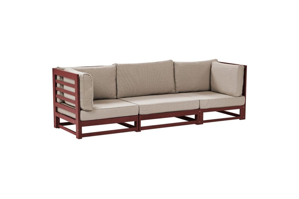 3-sitssoffa Trani Mörkt trä/grått/beige, Nej