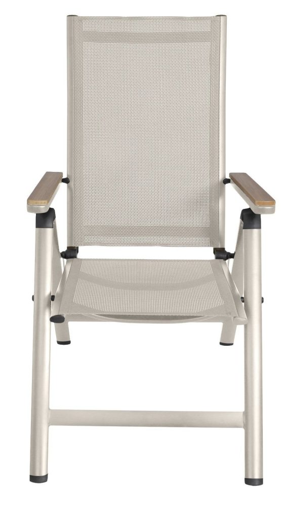 Reglerbar positionsstol i beige textilene med trälook | Svea