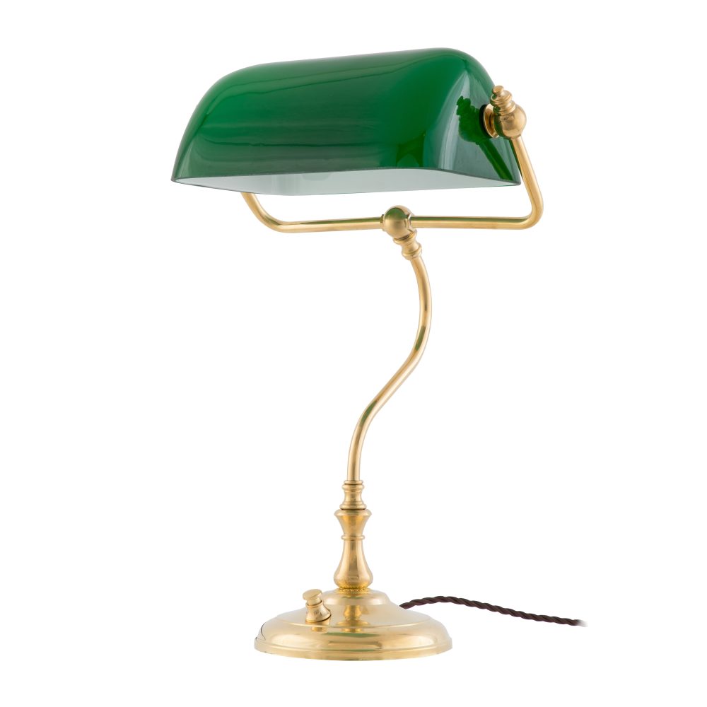 Bankirlampa bordslampa, Mässing-grön