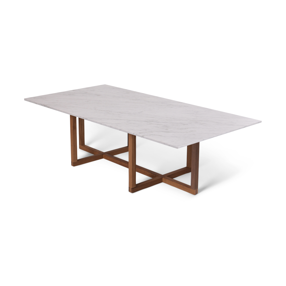 Big Ninety soffbord 70x140 cm, smoked oak underrede, Vit marmor