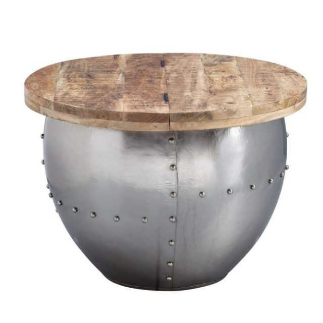 Soffbord Wohnling Massivt trä 60 cm Industriell nitad förvaringsutrymme