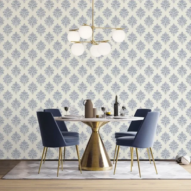 Galerie Wallcoverings Mansion II G68671 Tapet Medallion Damask Blå/beige