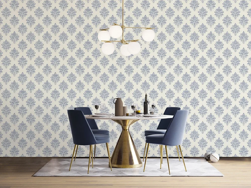 Galerie Wallcoverings Mansion II G68671 Tapet Medallion Damask Blå/beige