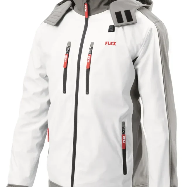 Flex TJH Värmejacka vit, softshell, utan batteri och laddare M
