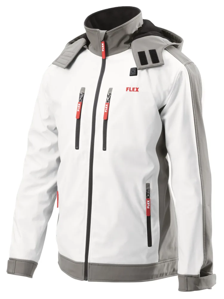 Flex TJH Värmejacka vit, softshell, utan batteri och laddare M