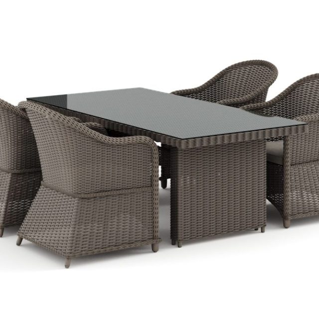 Marcus utomhus matgrupp 160x90 cm med 4 Marcus Light utefåtöljer