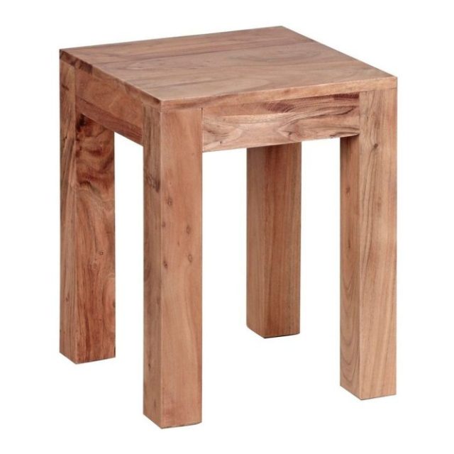 Sido bord Wohnling massivt trä 35x35cm med träben, lantlig stil Akacia